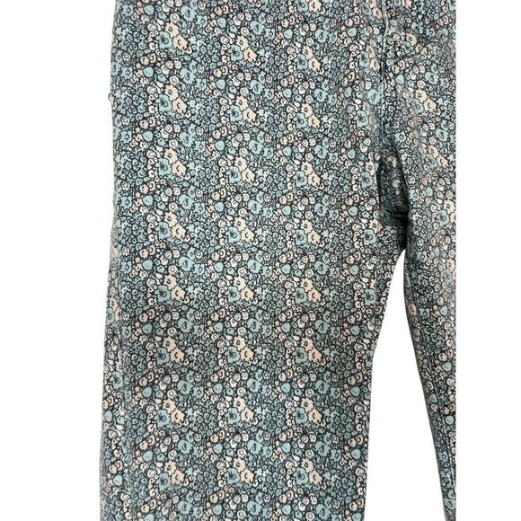 PILCRO & THE LETTER PRESS X ANTHROPOLOGIE BLUE FLORAL PRINT CROPPED JEANS - Picture 3 of 8